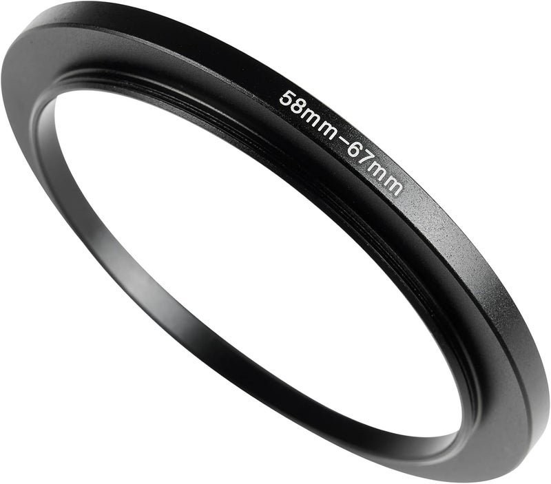 JOYTOLIN 58-67mm Metal Step-Up/Down Ring Adapter Compatible with Mirrorless Cameras DSLR Lens, UV CPL ND Filter Thread Converter, Black - Image 1